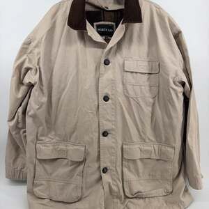 North Bay Mens XL Chore Jacket Khaki Corduroy Collar Barn Coat Outdoor Utility